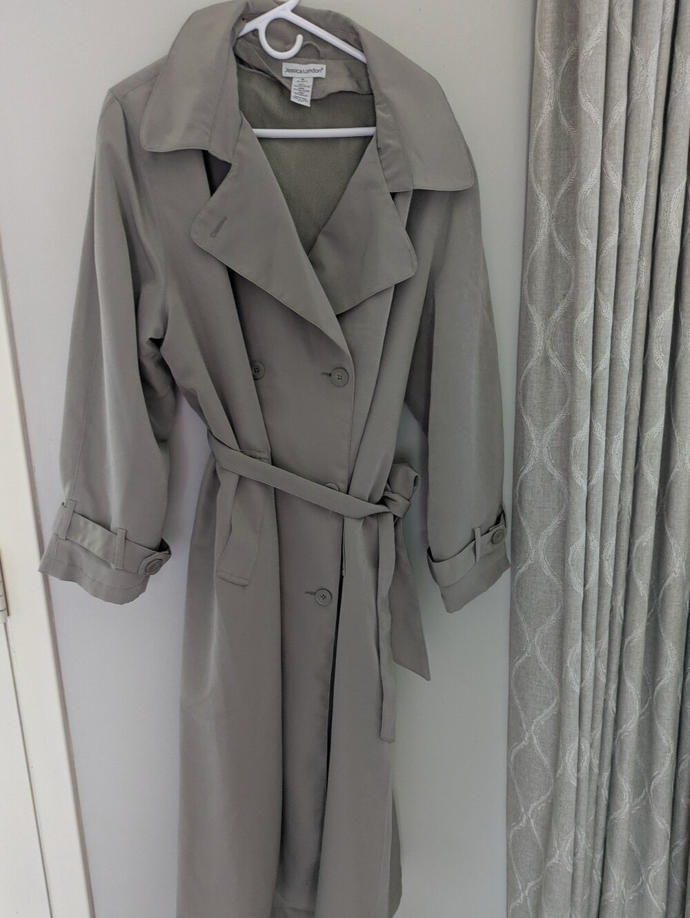 Jessica London classic double breasted trech coat, beige khakl, size 18